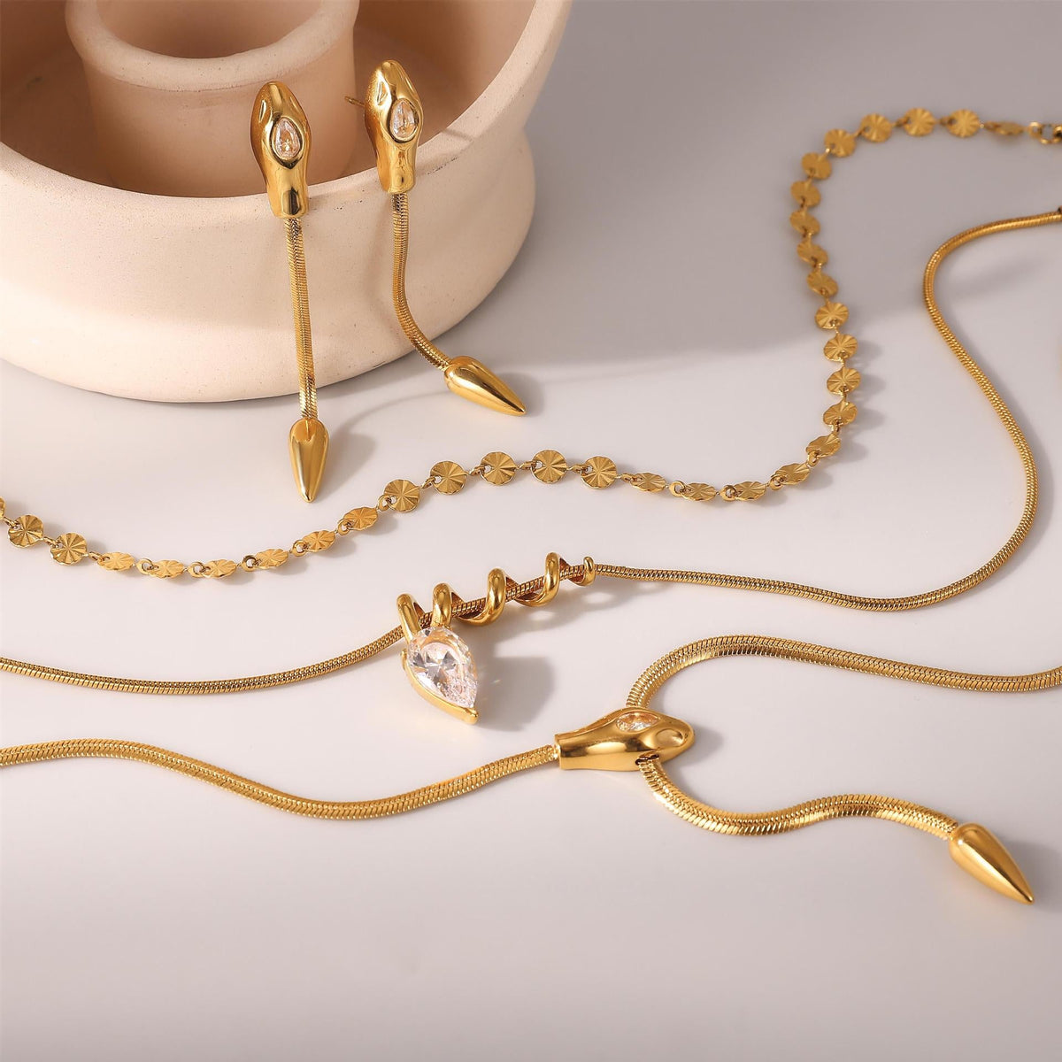 Ding Stainless Steel Snake Light Luxury Minority Zircon Clavicle Necklaces