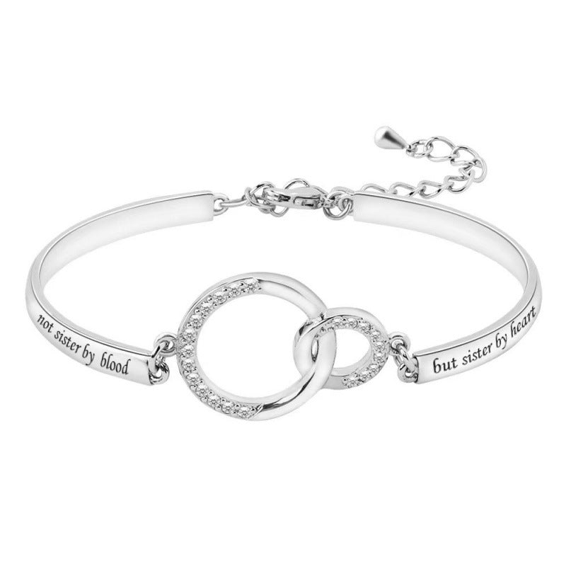 Rhinestone Peach Heart Good Sisters Girlfriends Bracelets