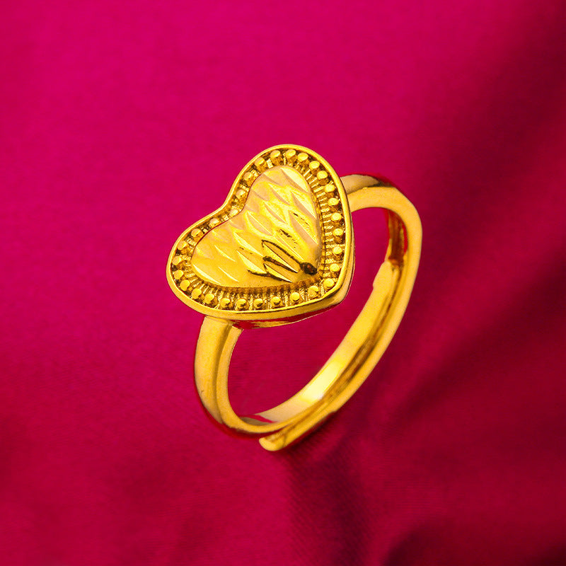Women's Fashion Small Peach Heart Vietnam Placer Gold Rings