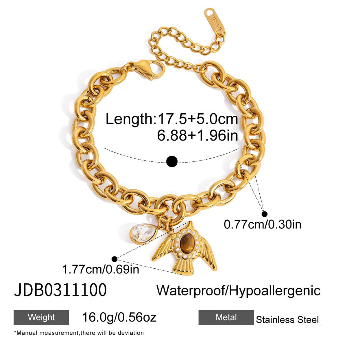 Ding Stainless Steel Flying Bird Light Luxury High-grade Twin Titanium Bracelet