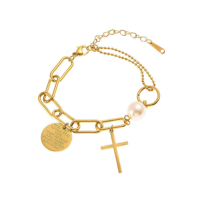 Titanium Steel No Fading Gold Plated Female Bracelet