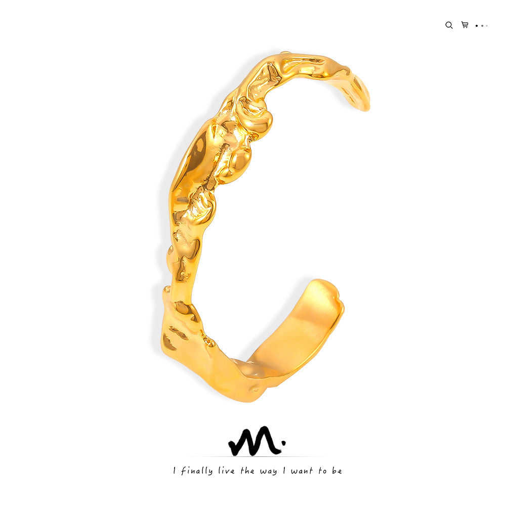 Women's Irregular Beating Wave Pattern Personalized Opening Stainless Bracelets