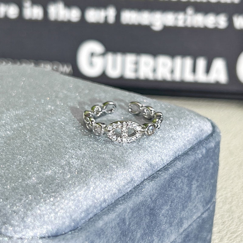 Shiny Diamond Female Cold Wind Simple Korean Style Niche Rings