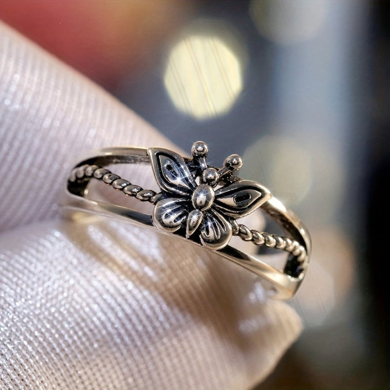 Women's Thai Sier Butterfly Plated Light Luxury Rings