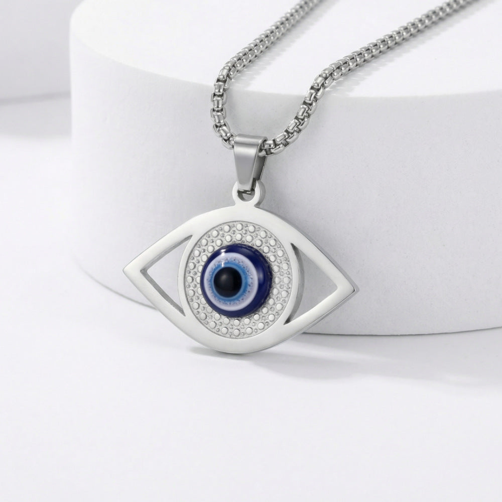 Evil Blue Eyes Stainless Steel Turkish Pendant