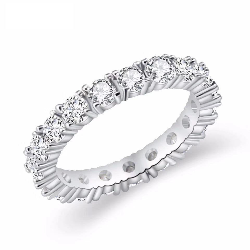 Women's Classic Row Diamond Platinum Light Luxury Valentine's Day Ring