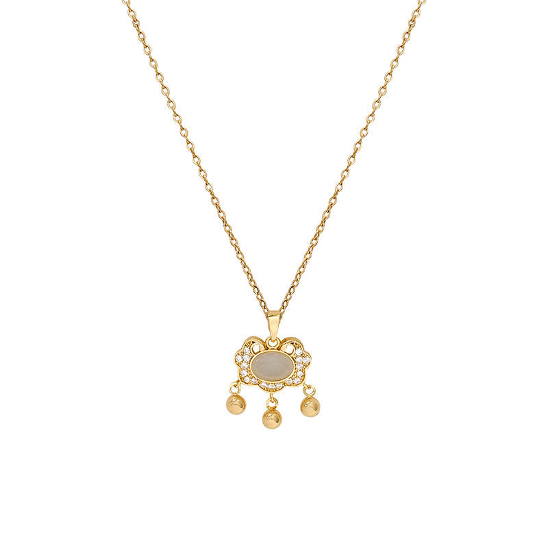 Women's Chinese Style National Safety Lock Light Luxury Micro Inlaid Necklaces
