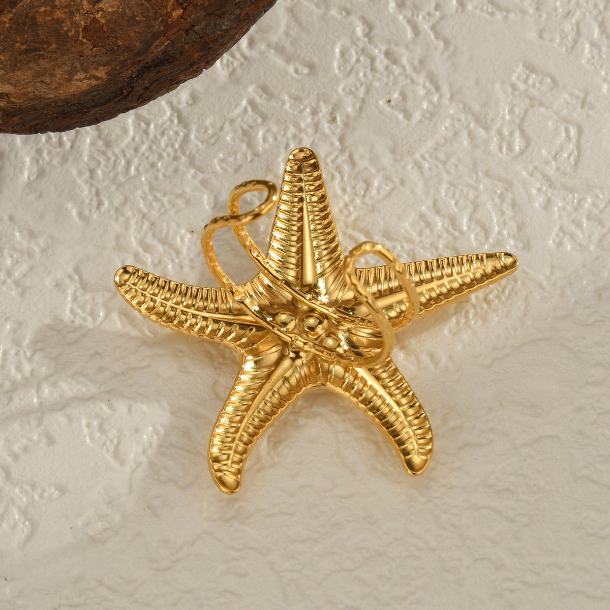 Women's Fashion Trend Stainless Steel Starfish Pearl Opening Exaggerated Design Rings