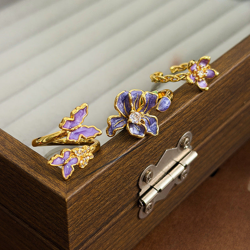 Hipster Style Super Fairy Enamel Purple Rings