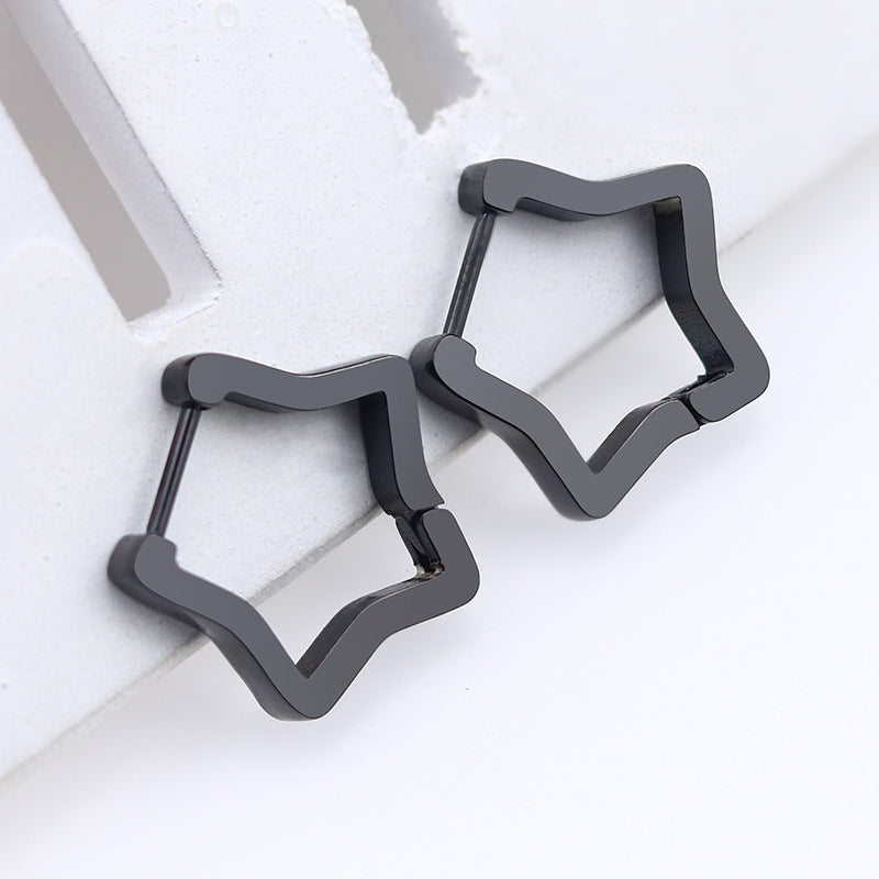 Steel Geometric Personality Hexagon Ear Clip Simple Square Earrings