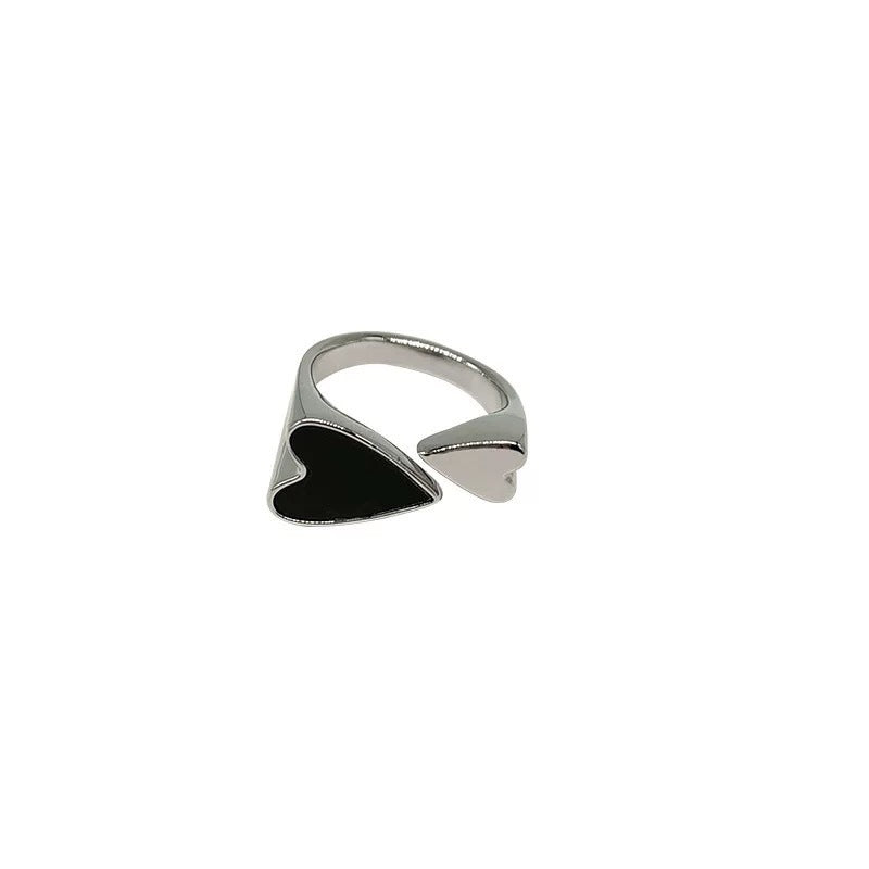 Black Love Heart-shaped Sweet Cool Style Design Sense Niche Ring