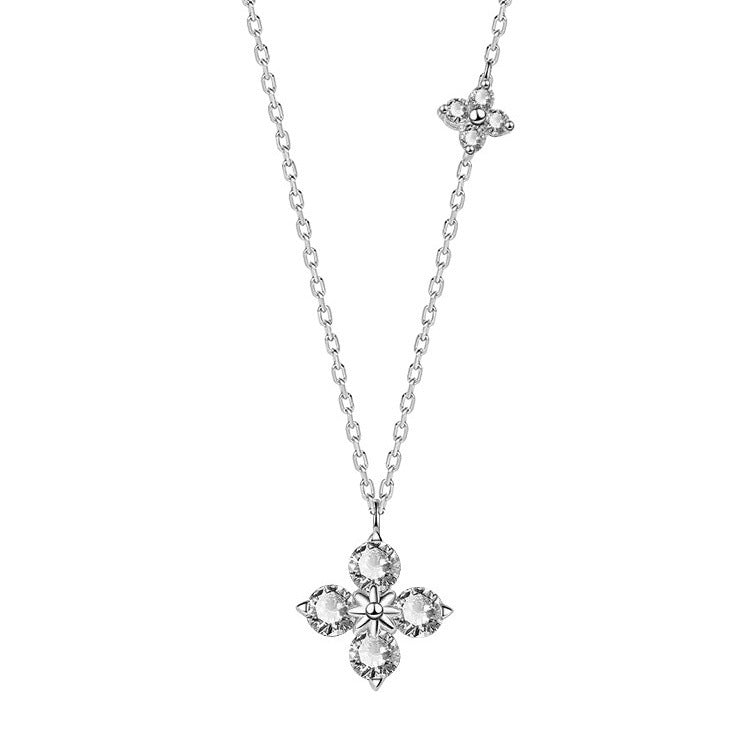 Sier Clover Light Luxury Temperament Versatile High Sense Sterling Clavicle Necklaces