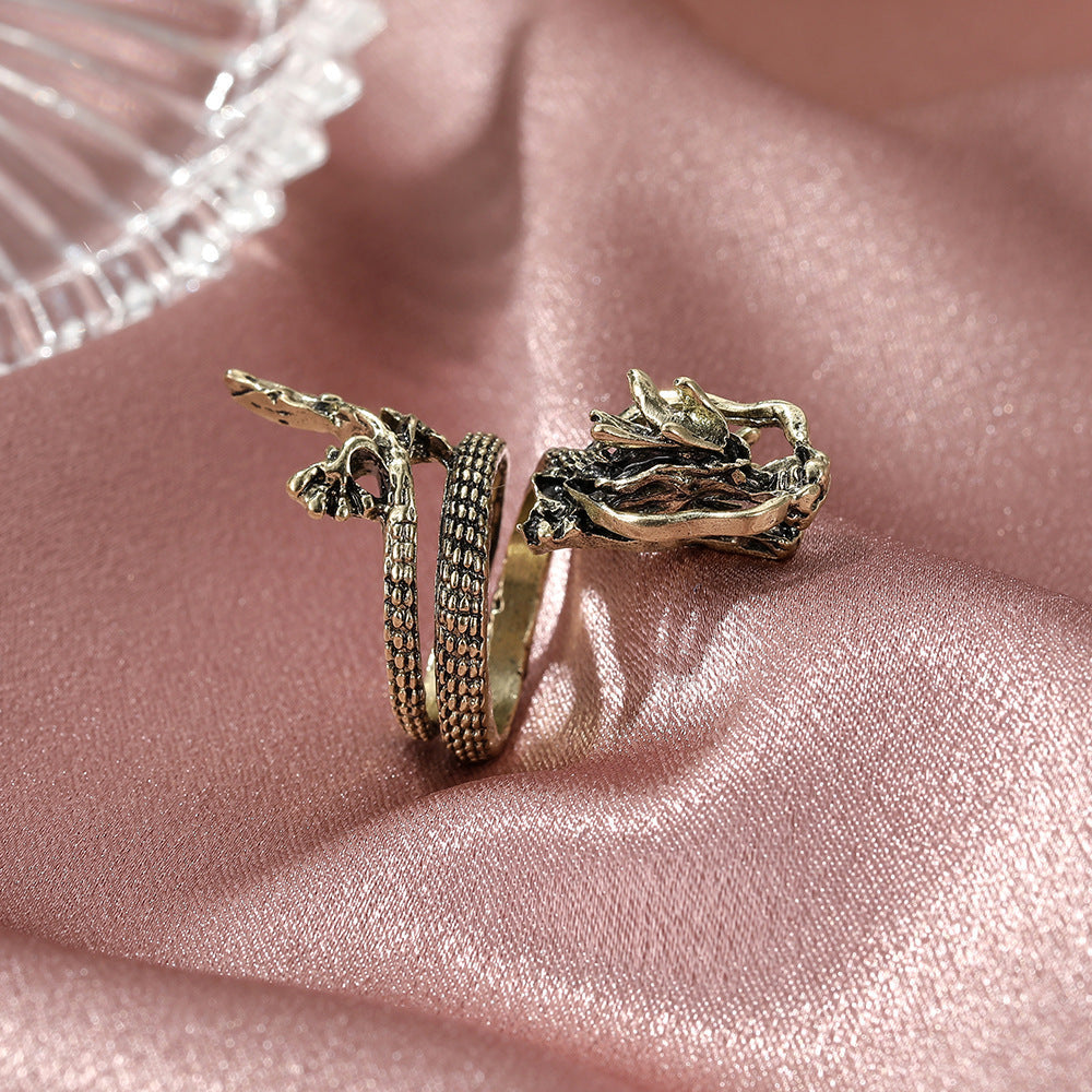 Women's & Men's Personality Twee Zodiac Exaggerated Flying Dragon Gothic Hipster Ring