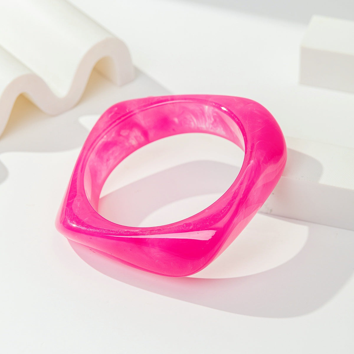 Geometric Square Irregular Translucent Resin Female Bracelet