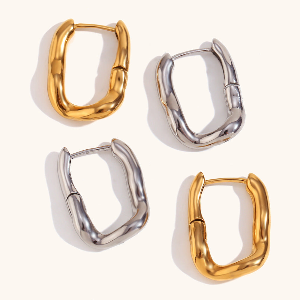 Women's Flowing Irregular Ear Clip Stainless Steel Gold Rings