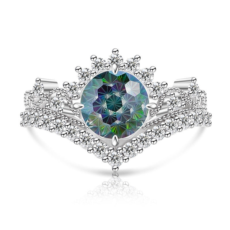 Carbon Diamond Fireworks Cut Garland Female Inlaid Ring