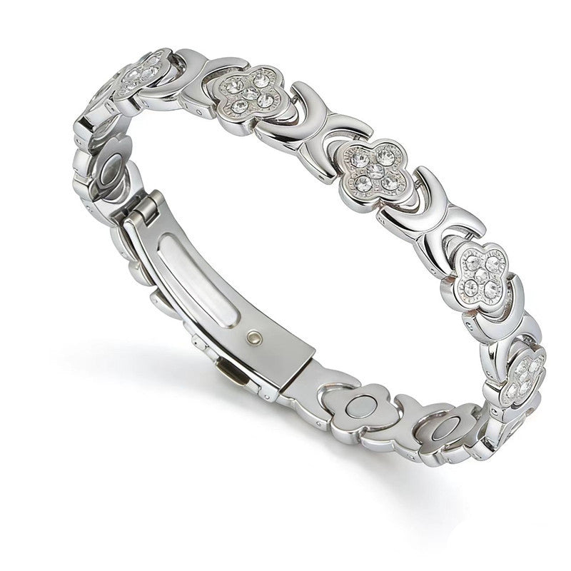 Women's Magnet Affordable Luxury Fashion Clover Alloy Diamond Single Bracelet