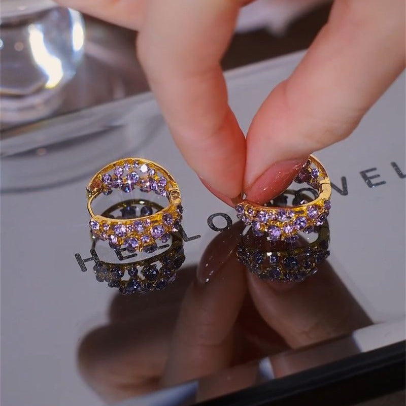 Women's Diamond Small Ear Exquisite Light Luxury Sier Needle Earrings