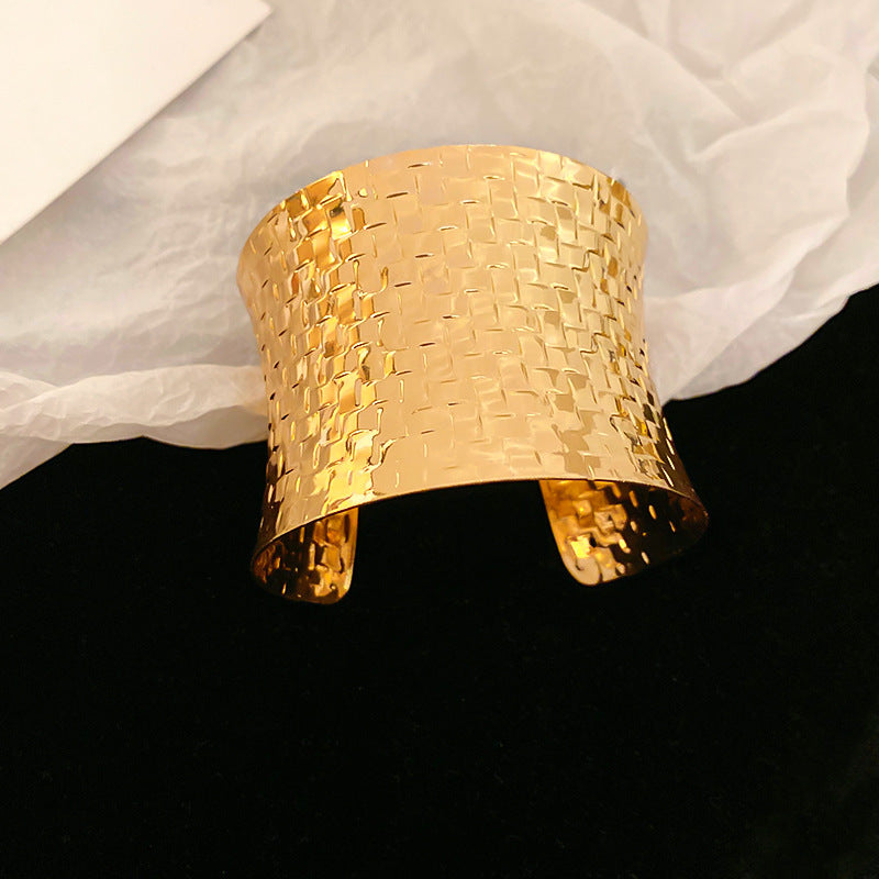 Metallic Striped Geometric Cross Flowers Openings Niche Exaggerated High Bracelet
