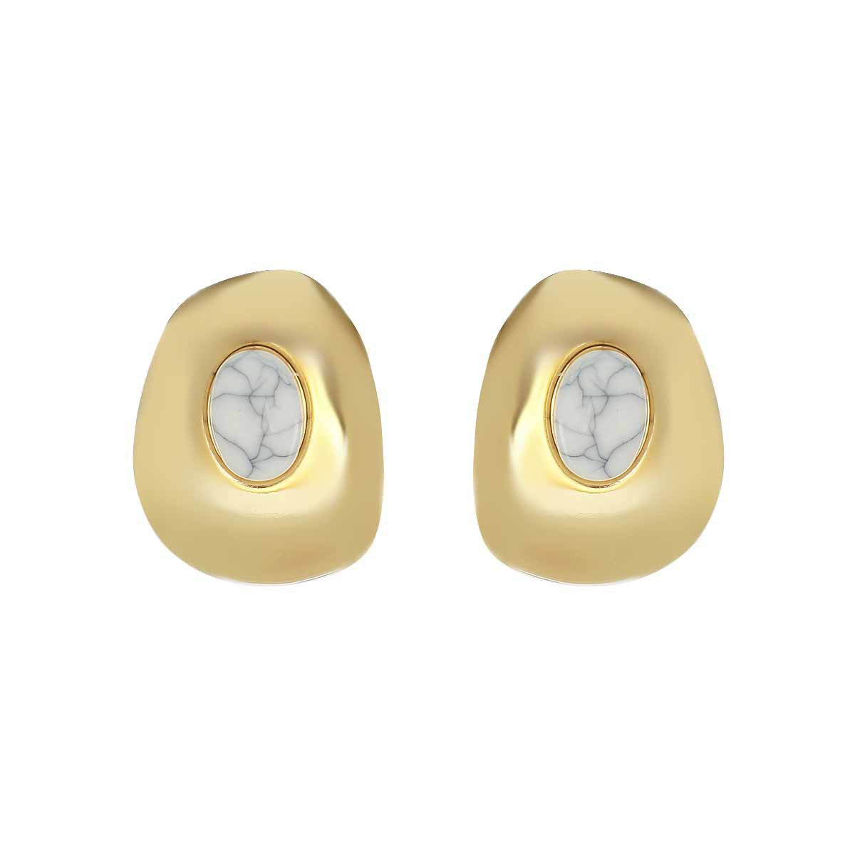 Retro Minority High-grade Inlaid Turquoise Ear Light Luxury Geometric Irregular Earrings
