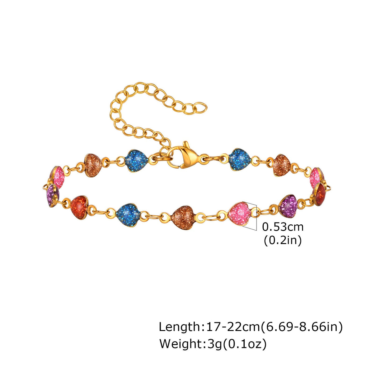 Women's Stainless Steel Drop White Oil Heart-shaped Flower Cherry Color Bracelet
