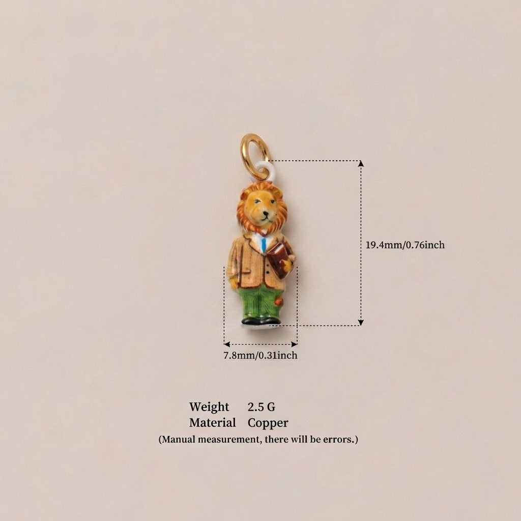 Cartoon Little Animal Piggy Chef Lion Teacher Pendant