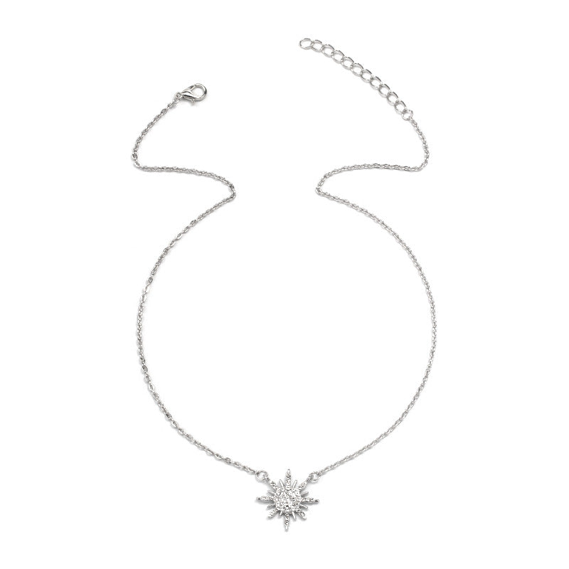 Women's Gold Apollo Light Sun Choker Neck Sweater Necklaces