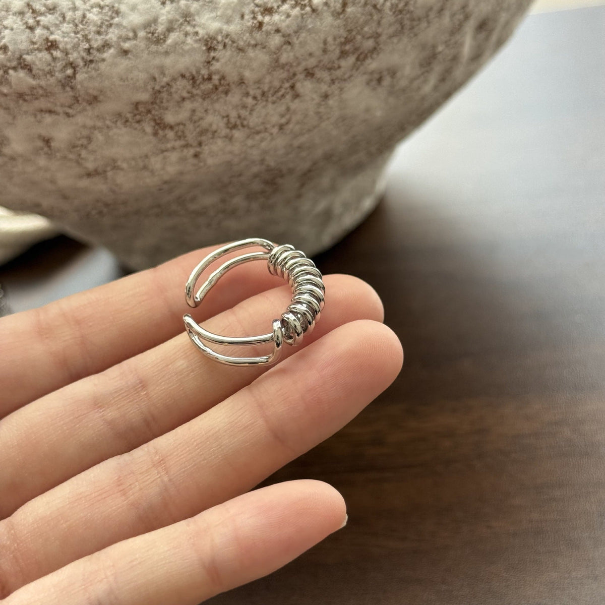 Women's Texture Collection Stylish Unique Temperament Twin Wear Rings