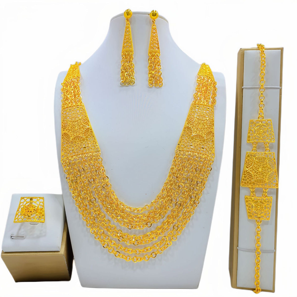 New Pretty Women's Gold-plated Bridal Indian Jewelry Set