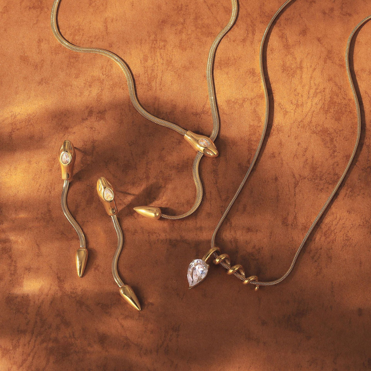 Ding Stainless Steel Snake Light Luxury Minority Zircon Clavicle Necklaces