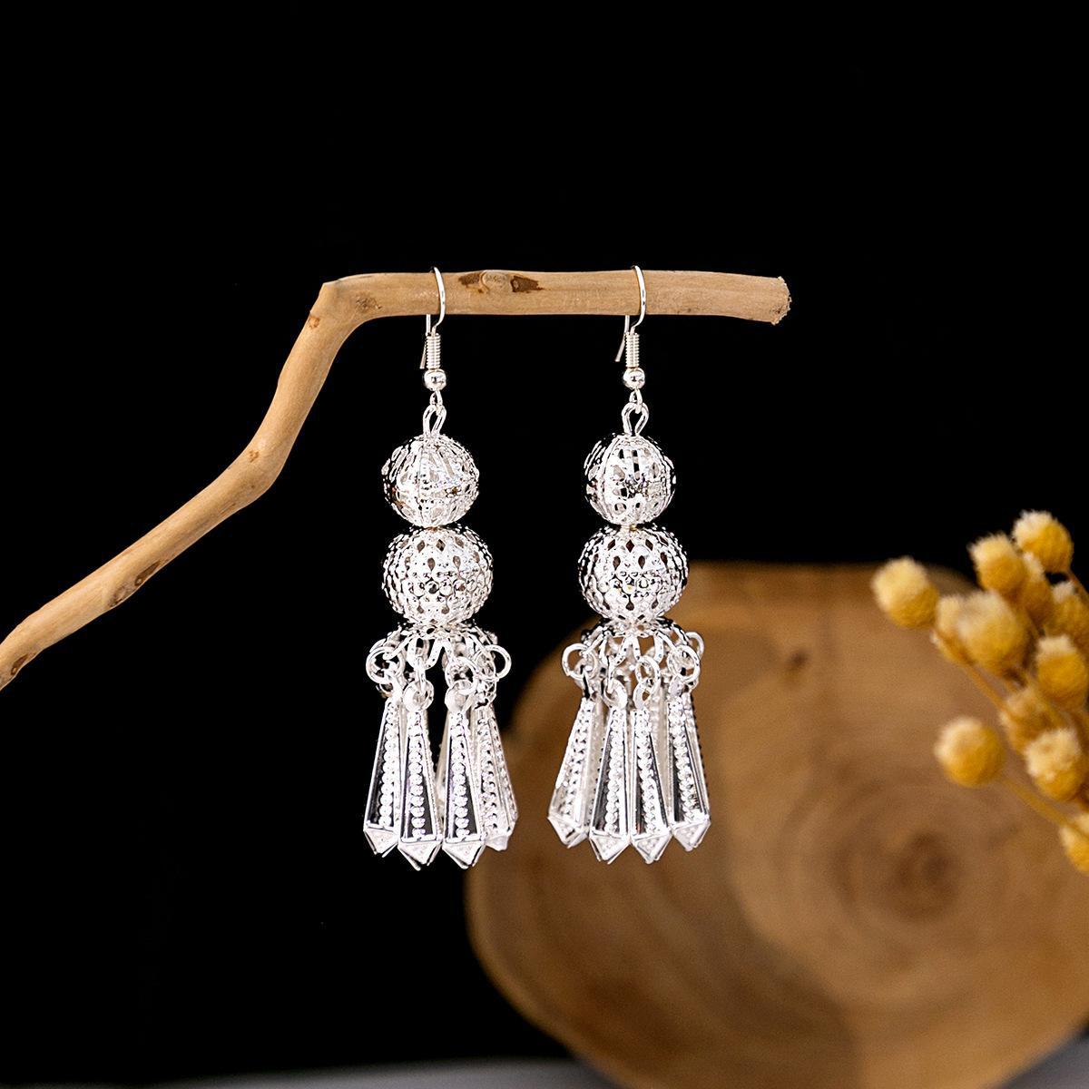 Colorful Long Feather Tassel Scenic Spot Earrings