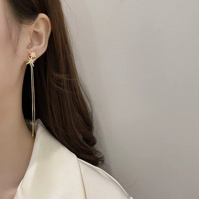 Women's Affordable Luxury Fashion Tassel Long Eight Awn Rings