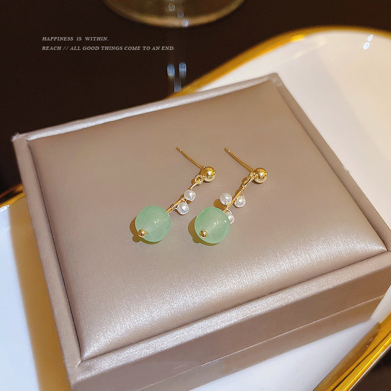 Retro Simple Imitation Chalcedony Pearl Female Temperament High Sense Rings