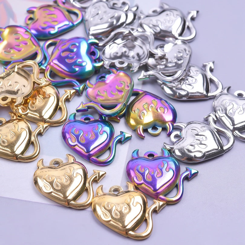Hip Hop Little Devil Stainless Steel Real Gold Necklace