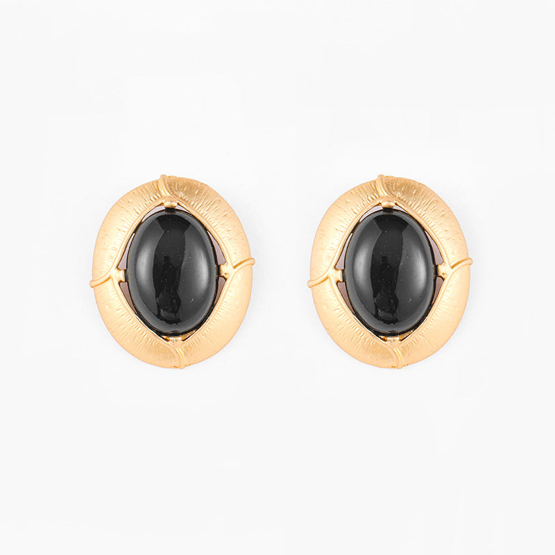 Edge Black Resin Hollow Ear Retro Artistic Earrings