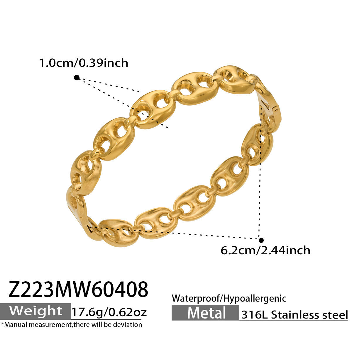 Women's Light Luxury High-grade Stainless Steel Gold Pig Bracelet