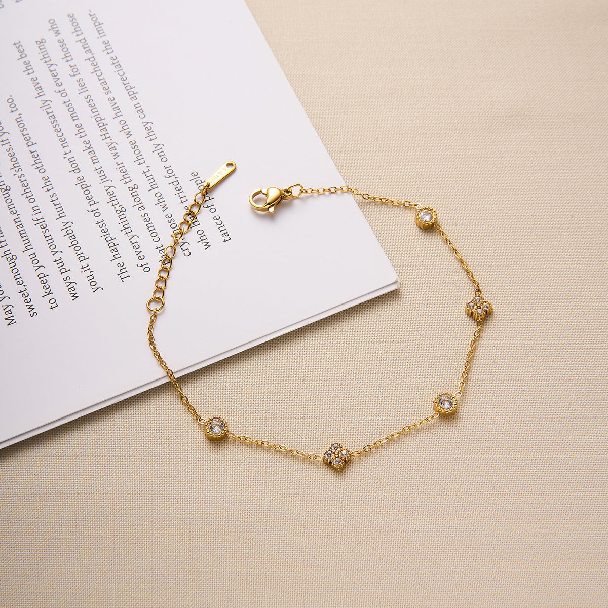 Women's Small Flower Zircon Stainless Steel Simple Bracelet