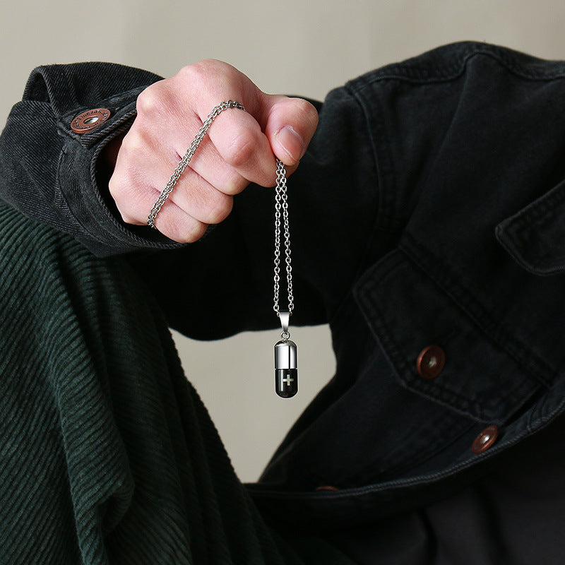 Steel Pill Perfume Bottle Neck Accessories Necklaces