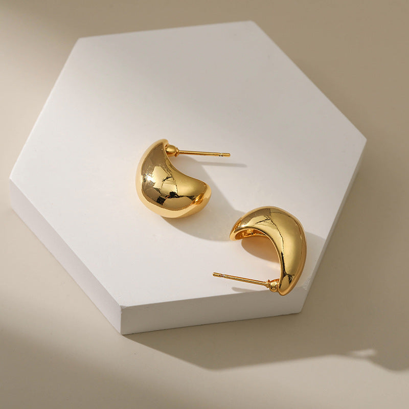 Shaped Pea Copper Gold-plated French Style Petite Earrings