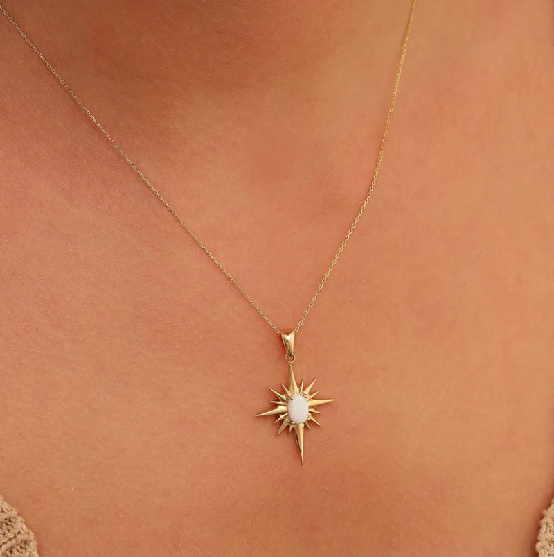 Shell Patch Color Retention Vacuum Furnace Inner Gold Plated Clavicle Necklace