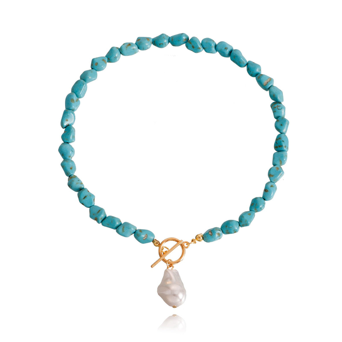 Women's Ornament Irregular Natural Turquoise Shaped Pearl Necklaces
