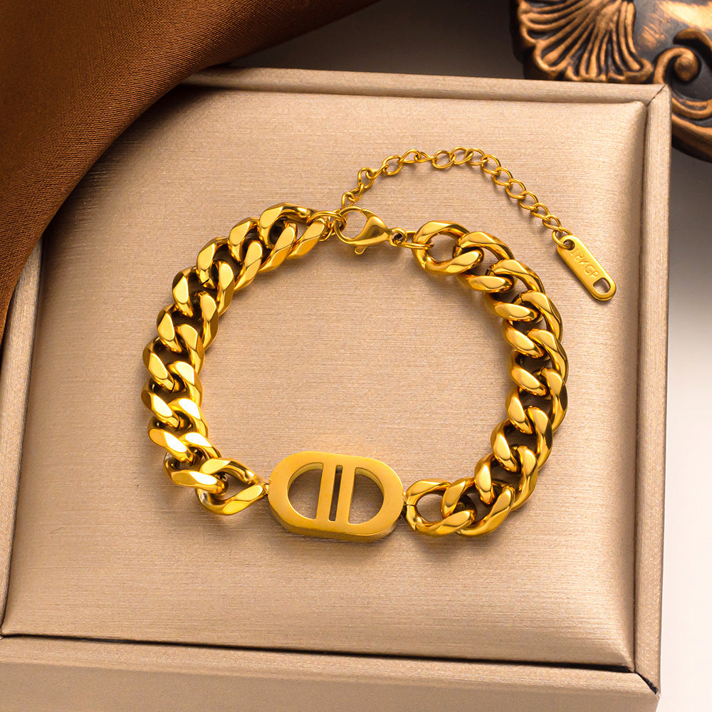 Hip Hop Double Letter Personality Trend Clavicle Chain Necklaces