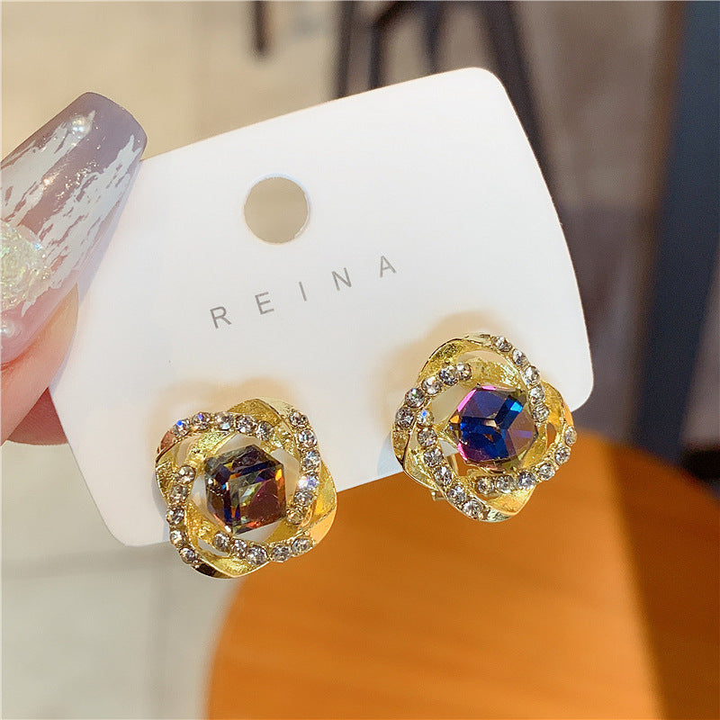 Unique Light Luxury Temperament Premium Spiral Color Geometric Stud Earrings