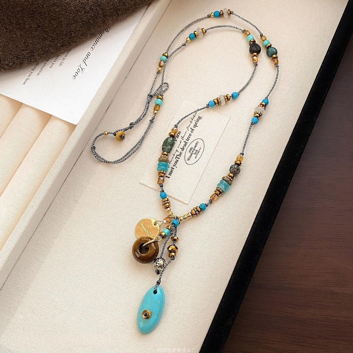 Women's Retro Green Braid Rope Chinese Ethnic Necklaces