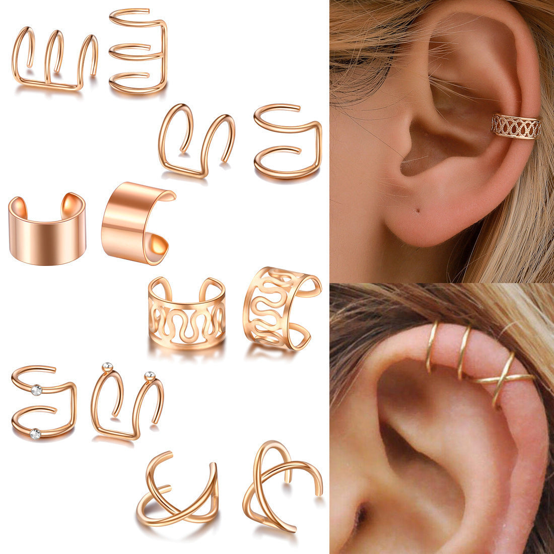 Fashion Simple Hollow Geometry Unique Bone Clips Without Earrings