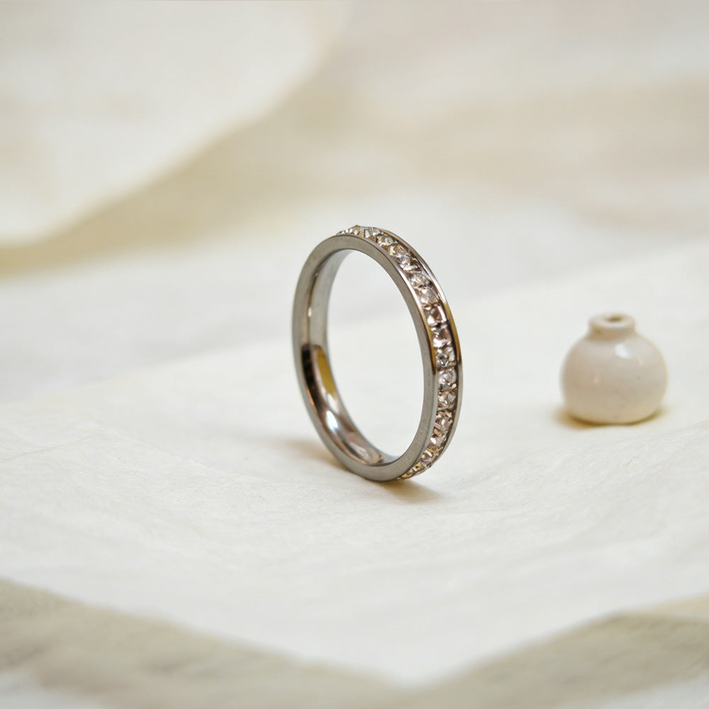 Stainless Steel Female Style Personality Roman Numerals Golden Smooth Rings