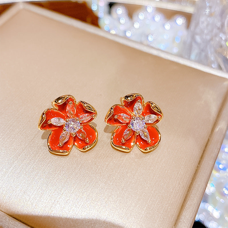 Flower Collection Real Gold Plating Quality Sweet Earrings