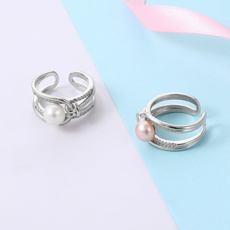 Women's Fashion Simple Cold Style Trendy Pearl Ring