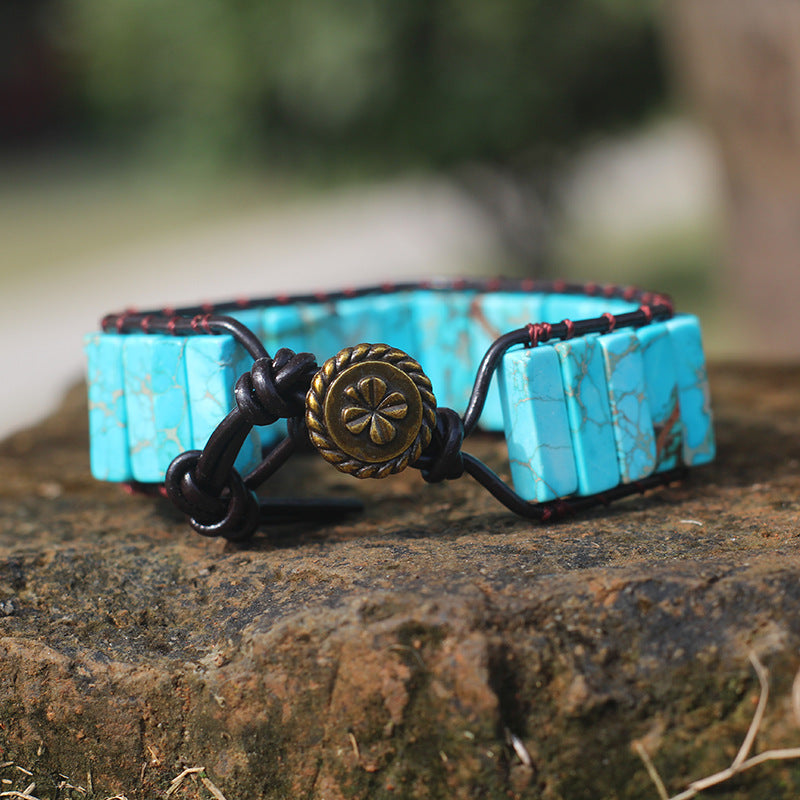 Bohemian Style Natural Stone Lan Di Royal Vintage Hand-woven Bracelet