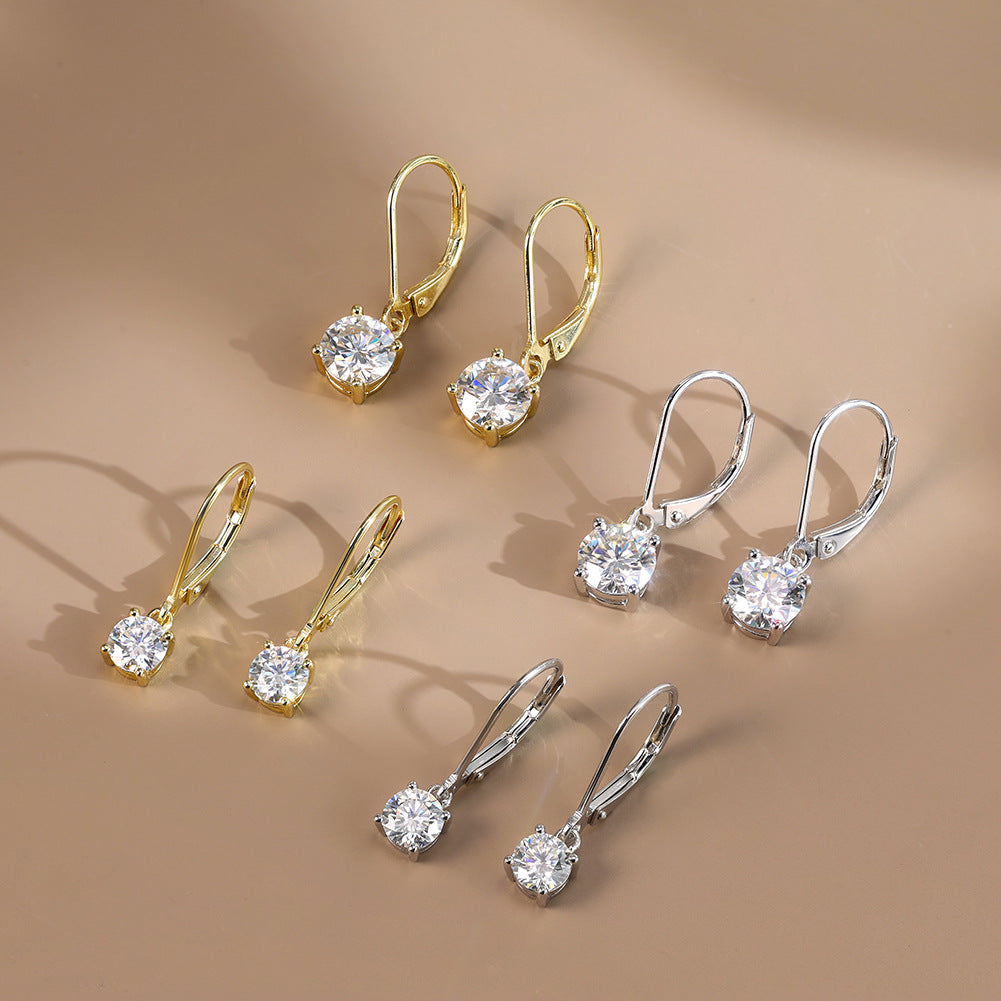 Women's Moissanite French Style Ear Clip Fashion Personality Stud Earrings